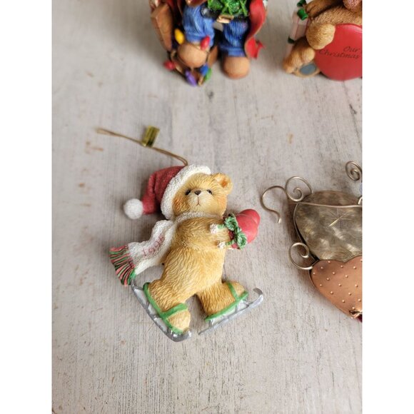 Vintage bear rustic style variety heart ornament Xmas set - Picture 4 of 7